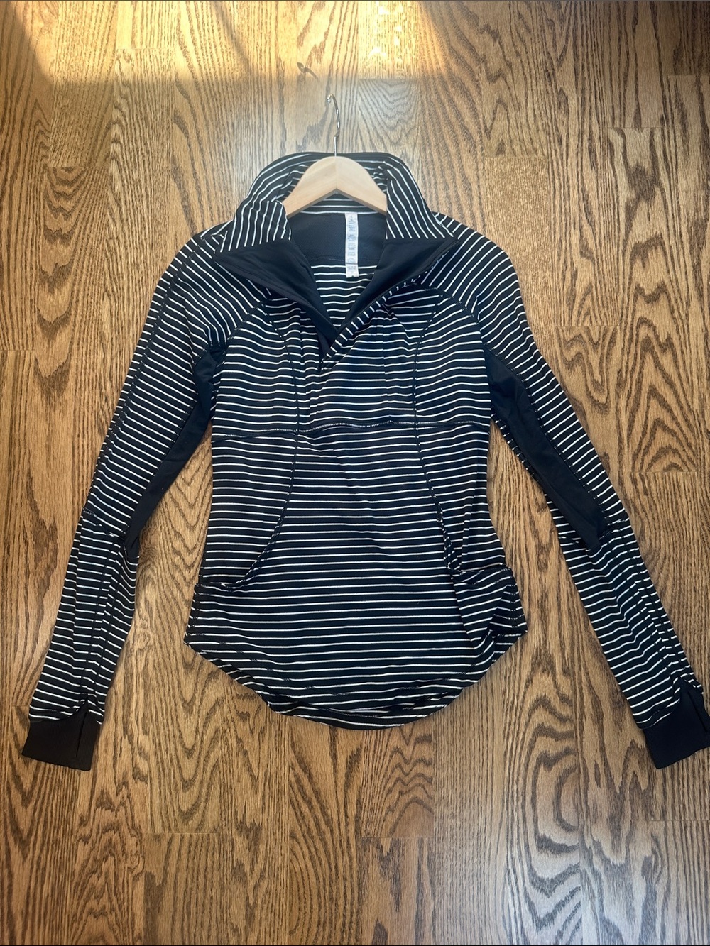lululemon athletica Black & White Striped Half-Zip Pullover